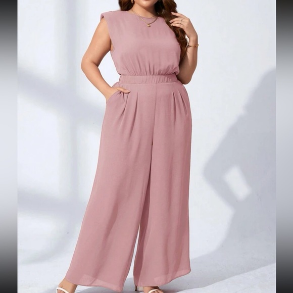 Plus size navy blue wide leg jumpsuit - Picture 11 of 13